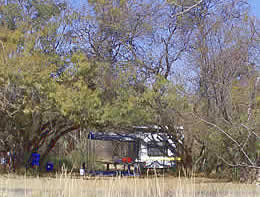 The camp sites are situated under shady trees